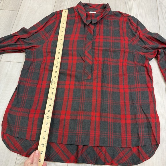 Cabi 3587 Womens Cunningham Plaid Popover Shirt Top XL Red Gray Long Sleeve - Picture 8 of 11